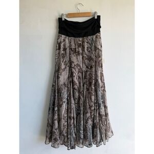 Lapis Paisley Maxi Skirt Brown Black Boho Flowy Whimsical Goth earthcore fairy L